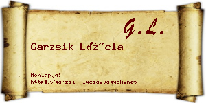 Garzsik Lúcia névjegykártya
